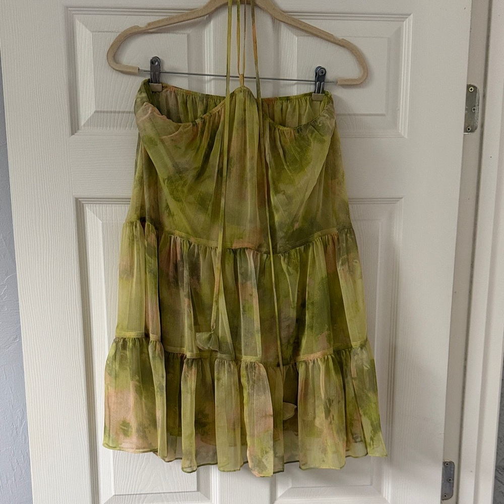 Misa Los Angeles Green Tie-Dye Mini Dress